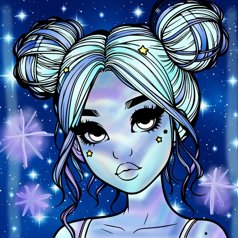 realistic girl with space buns