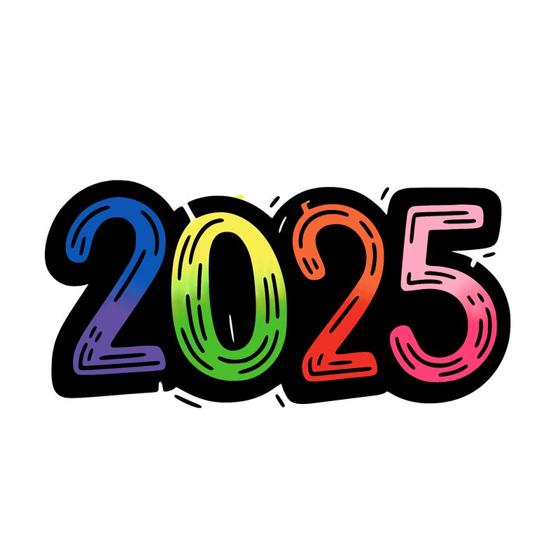 one line scrawled numbers sketch design “2025”