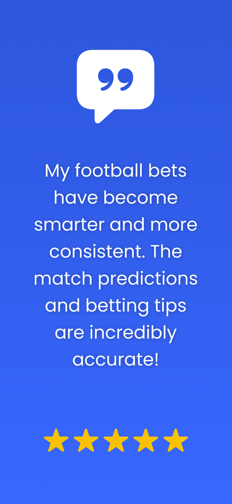 BetScore: Sports Betting Picks - A 5-star user testimonial for the BetScore app praising the accuracy of its football betting predictions and tips.