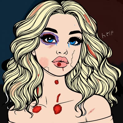 realistic girl with wavy hair and lips