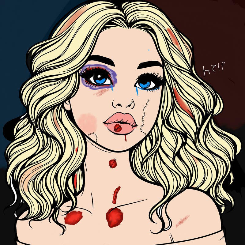 realistic girl with wavy hair and lips