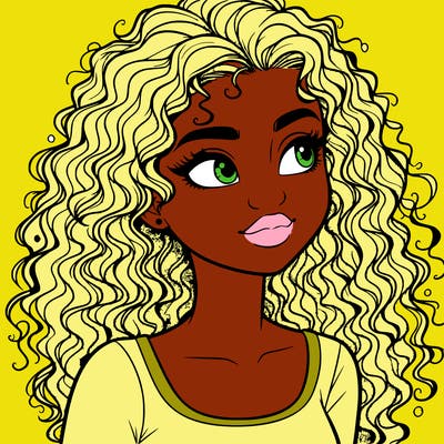 realistic girl with curly hair