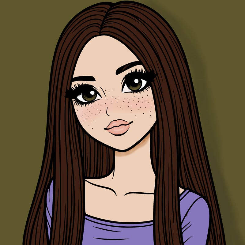 realistic girl with straight and long hair