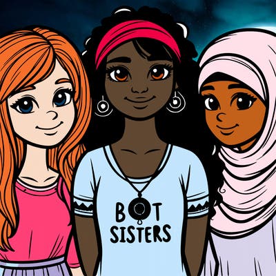 three sisters with a best sisters necklace