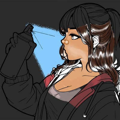 a realistic girl spray, painting