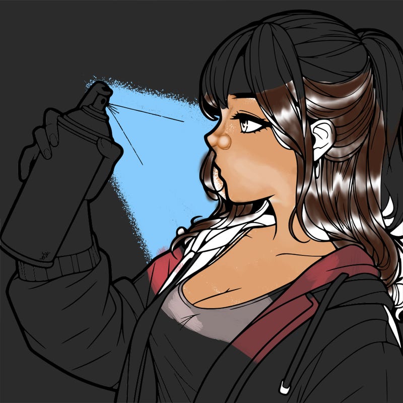 a realistic girl spray, painting
