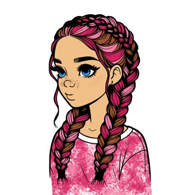 realistic girl with braids