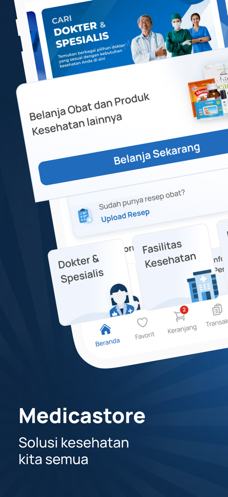 Medicastore - Medicastore mobile app interface showing online pharmacy shopping and doctor search features