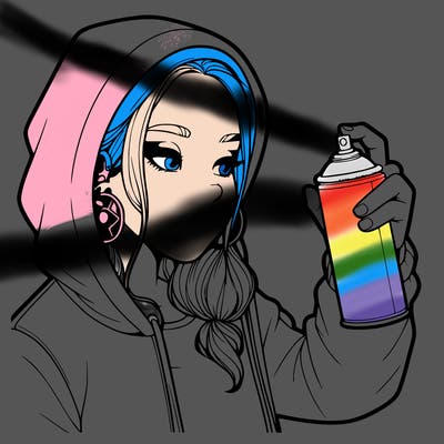 a realistic girl, spray painting