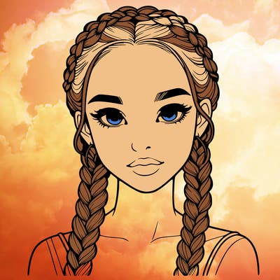 realistic girl with braids