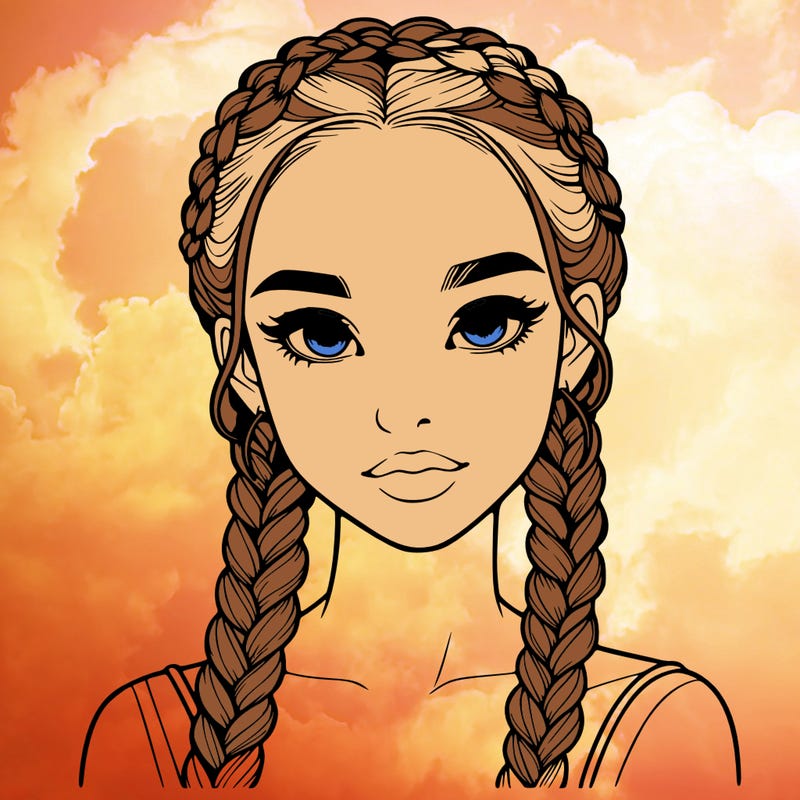 realistic girl with braids