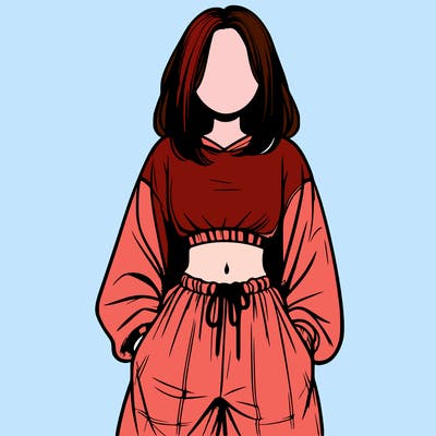 realistic girl faceless with baggy pants and a crop top
