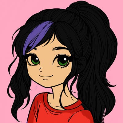 realistic girl with ponytail