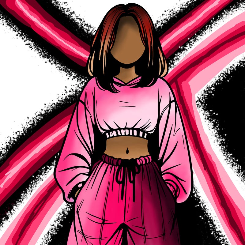 realistic girl faceless with baggy pants and a crop top