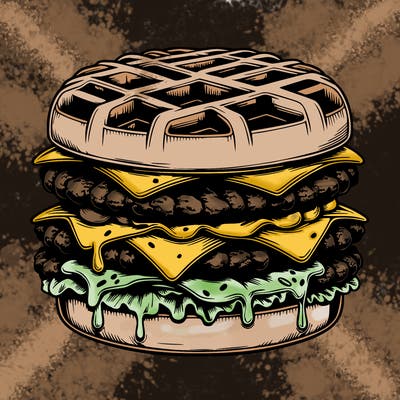 realistic waffle burger