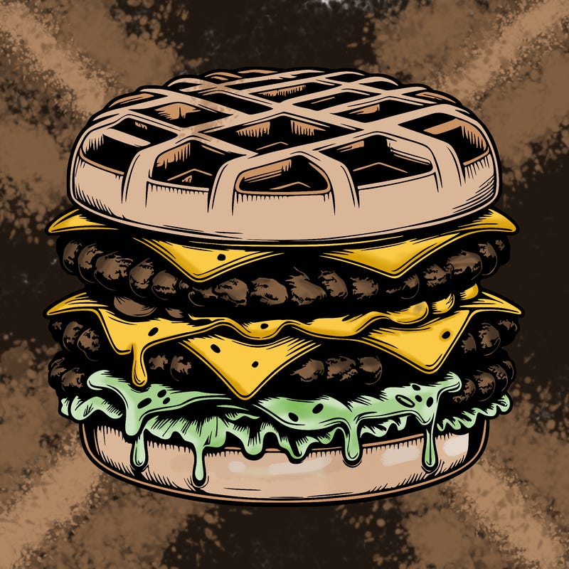 realistic waffle burger