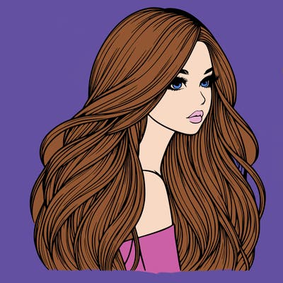realistic girl with long realistic hair
