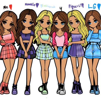 a group of girls realistic