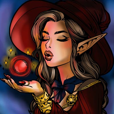 realistic elf casting a spell with lips