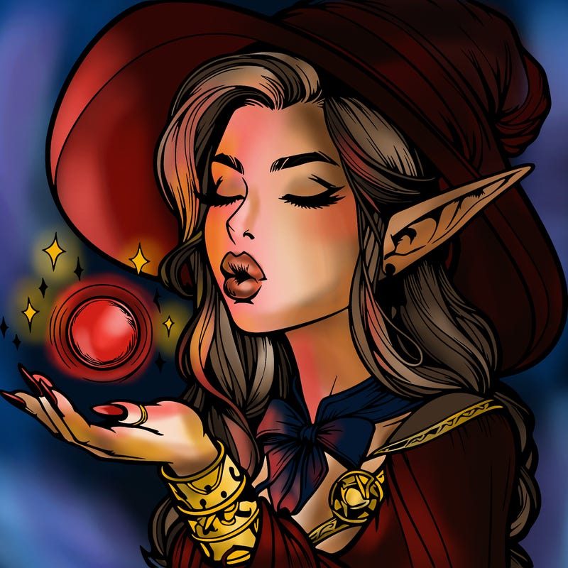 realistic elf casting a spell with lips