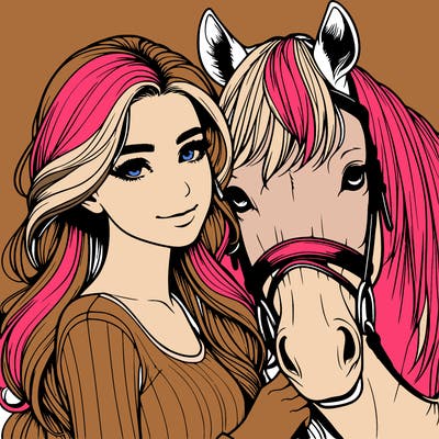 realistic girl with horse