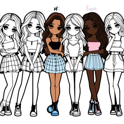 a group of girls realistic