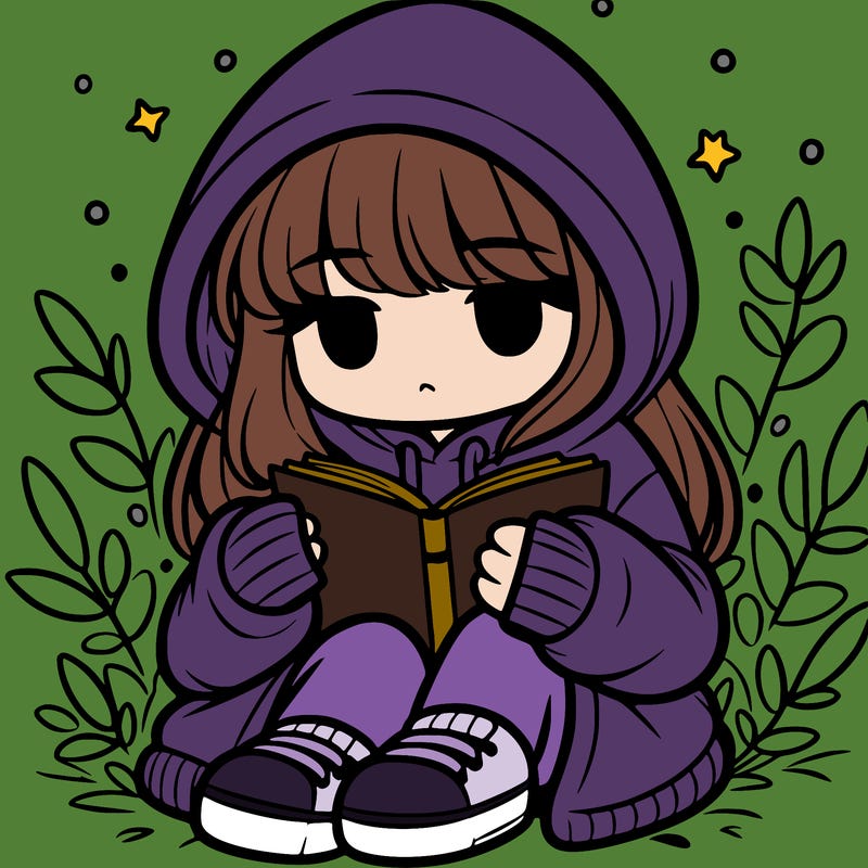 girl in oversized hoodie reading a book
