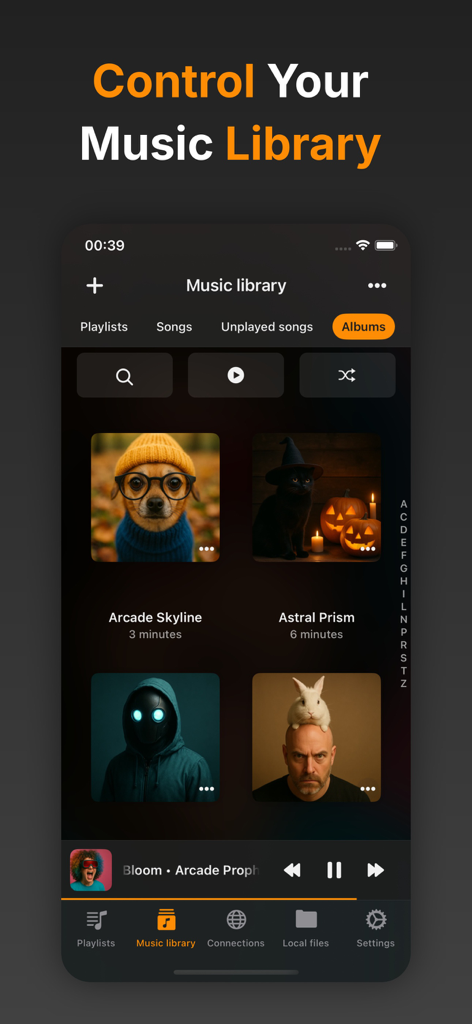 Flacbox: Hi-Res Music Player - Vista de álbum de la biblioteca de música de la aplicación Flacbox