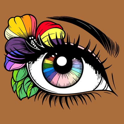 realistic eye with flower