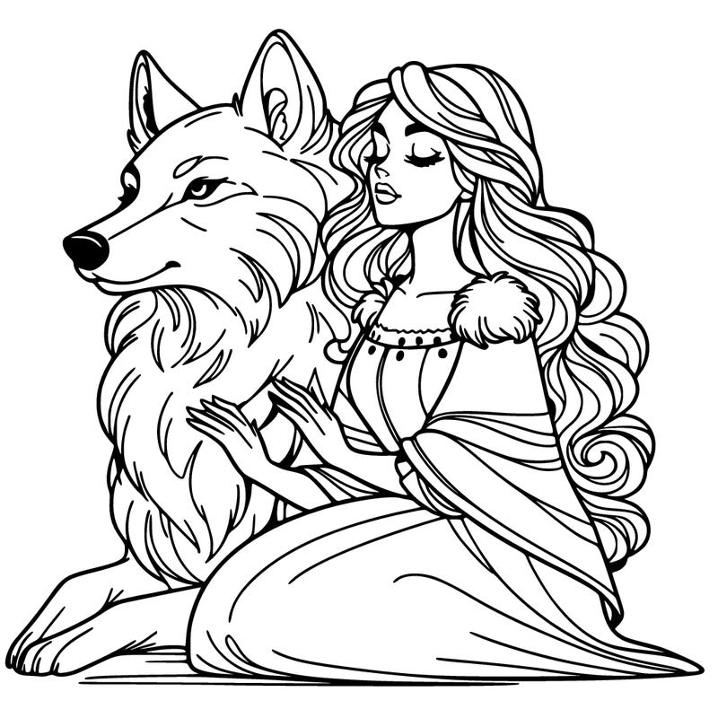 woman and wolf