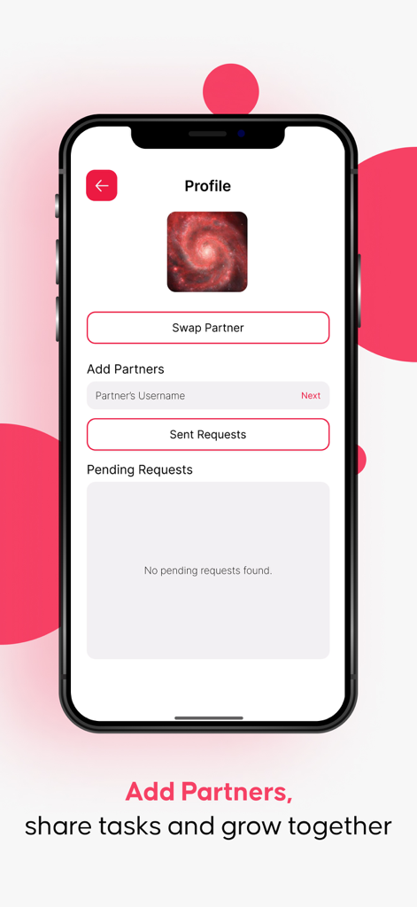 mysub: A BDSM Habit Tracker - Screen in the mysub app for adding partners and managing connection requests