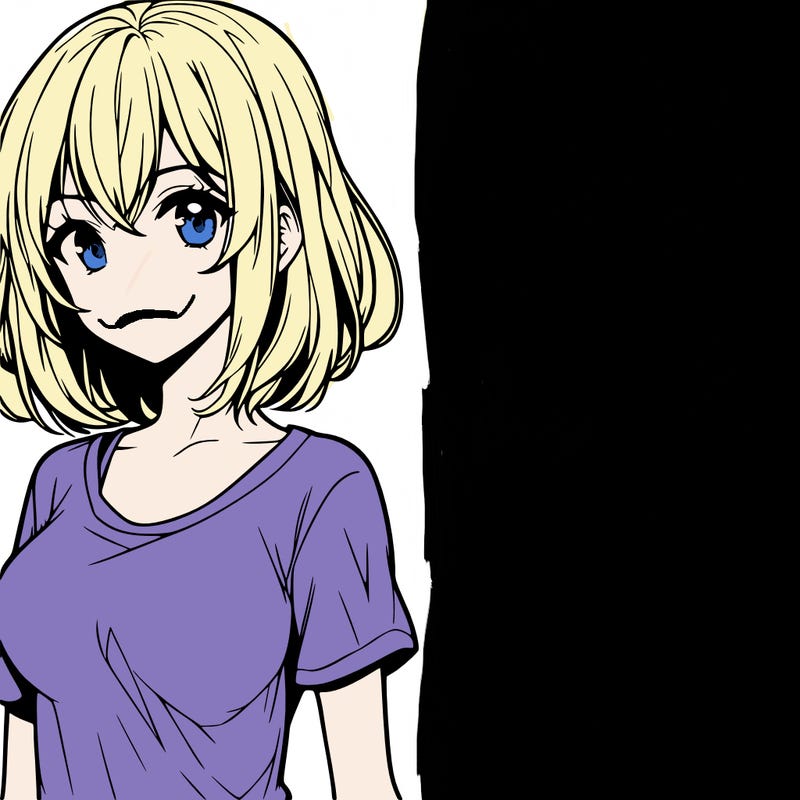 anime girl with shoulder length hair wearing a tee-shirt