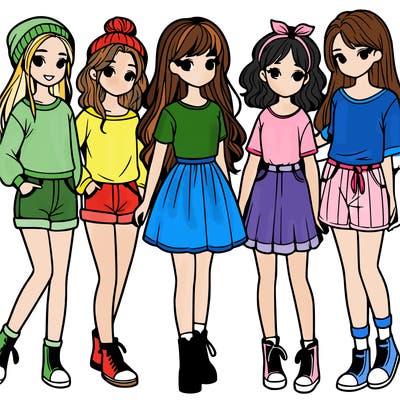 a group of five girls