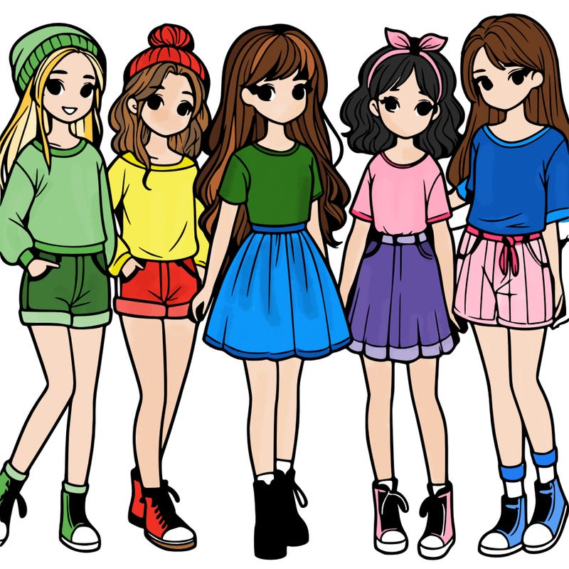 a group of five girls