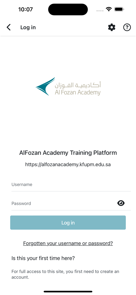 Alfozan Academy - Login page for AlFozan Academy Training Platform featuring fields for username and password