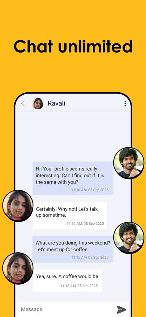 Mobile screen showing a conversation between two users on the QuackQuack dating app
