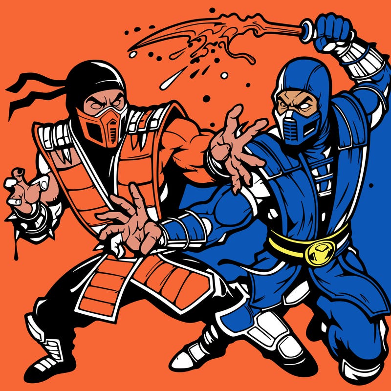 mortal kombat scorpion and sub zero fighting
