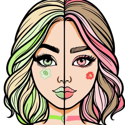 realistic girl split half