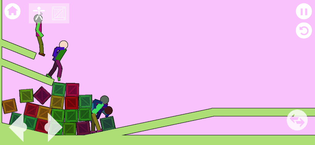 Geo People Ragdoll Playground - Stickman ragdolls in a physics sandbox with colorful crates