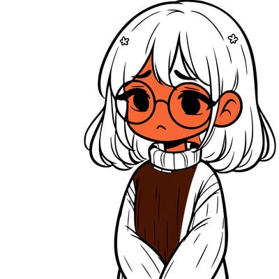 sad girl with glasses in a sweater