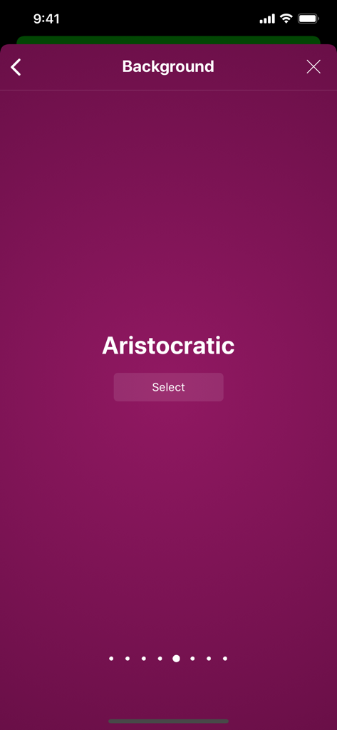 Solitaire The Game - Background selection menu in Solitaire The Game featuring the Aristocratic theme