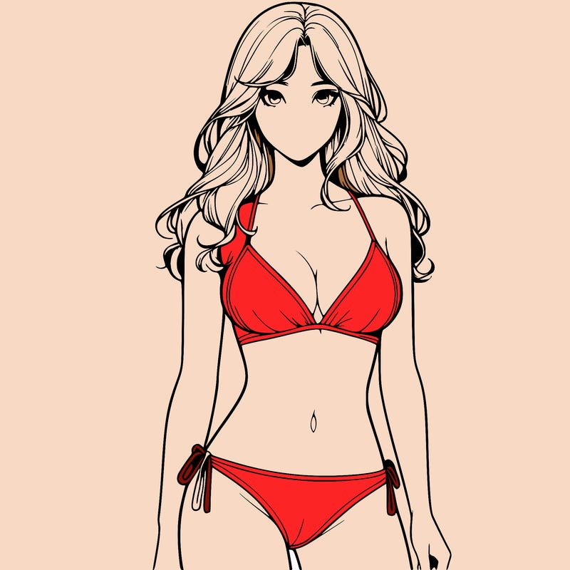 realistic girl with a revealing swimsuit