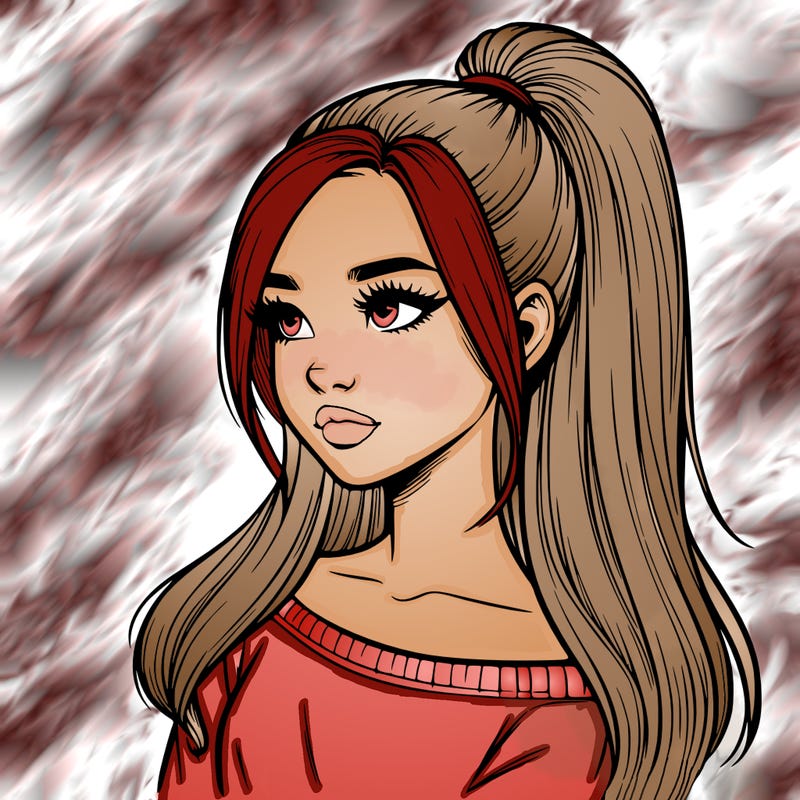 realistic girl with a high ponytail