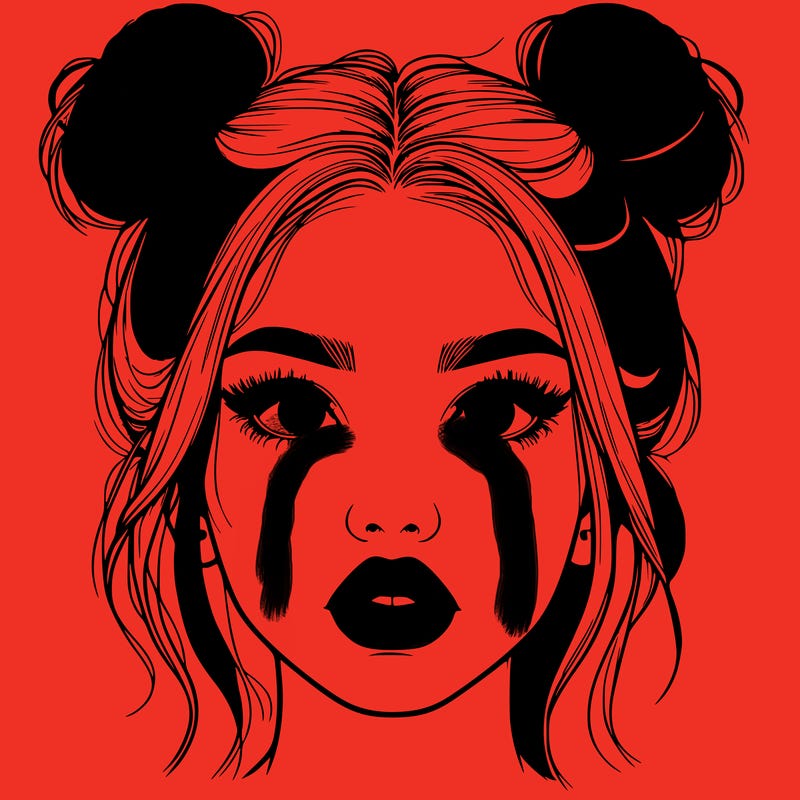 realistic girl with two buns on her hair and lips