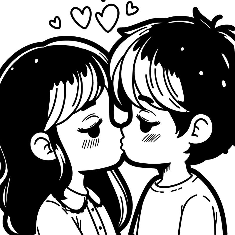 a girl and a boy kissing