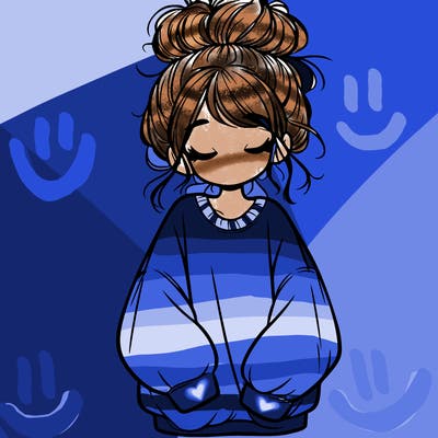 girl with baggy sweatshirt and messy bun