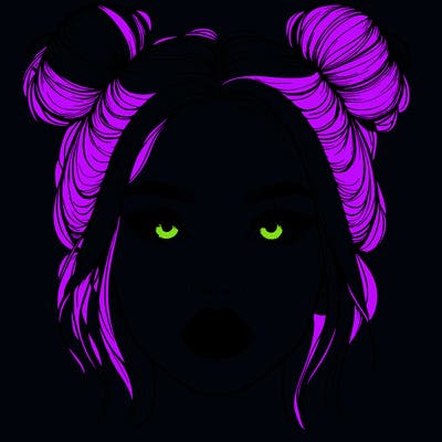 realistic girl with two buns on her hair and lips