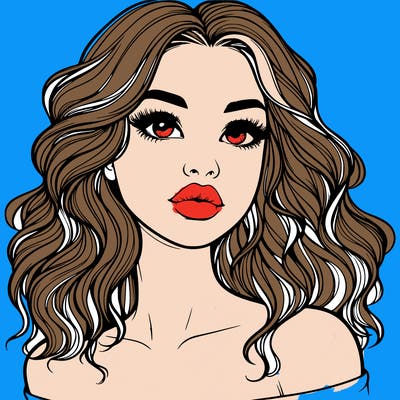 realistic girl with wavy hair and lips