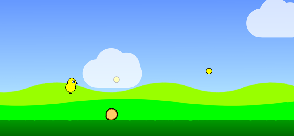 Duck Life 1 - A yellow duckling jumping over an obstacle in a running training mini game