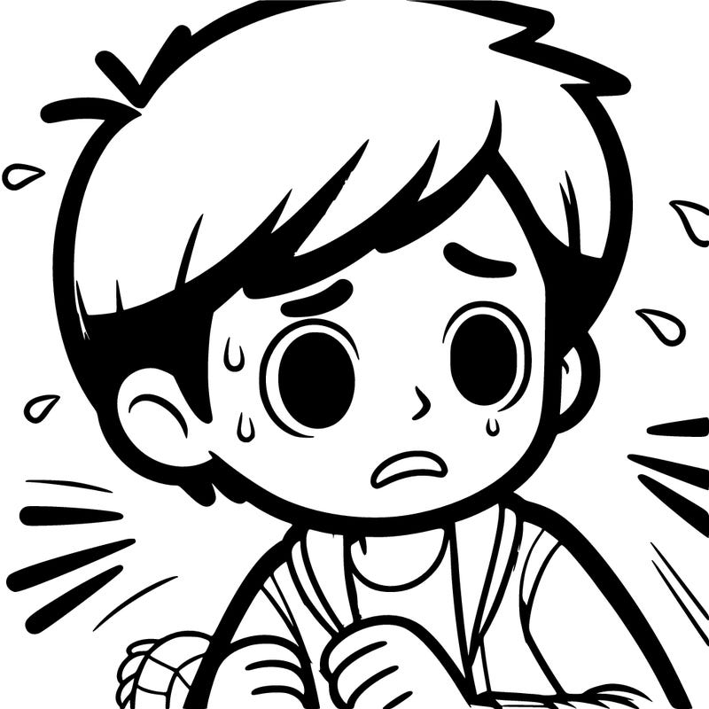 a boy with a fearful look on her face